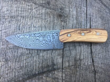 olive wood damascus knife